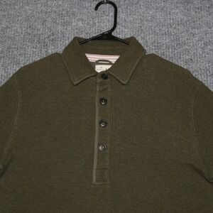 Relwen Polo Shirt Mens S Green Olive Long Sleeve Quarter Button Up Cotton